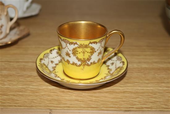 A group of 19th and early 20th century cabinet coffee cups and saucers and a Meissen cup and saucer c.1770